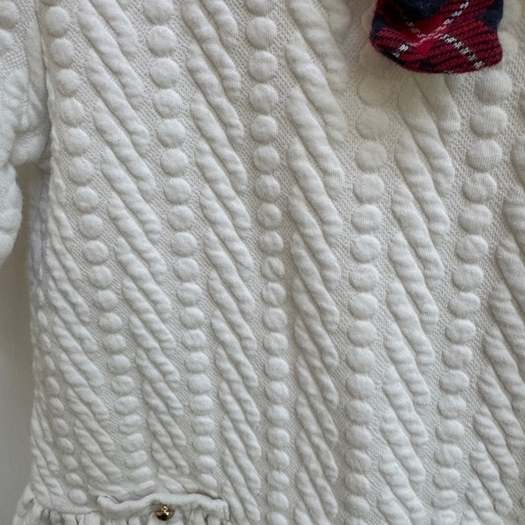 Janie & Jack 3T White and Red Plaid Bow 3/4 Sleeve Girls Formal Christmas Blouse - Picture 3 of 5